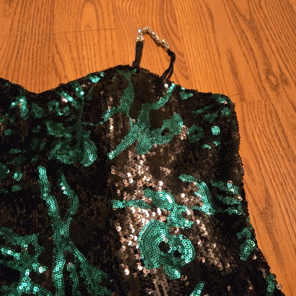 Alyce Jean De Lys Black Emerald Green Sequins Dress Mini Prom Formal Vintage 18 - Picture 9 of 16